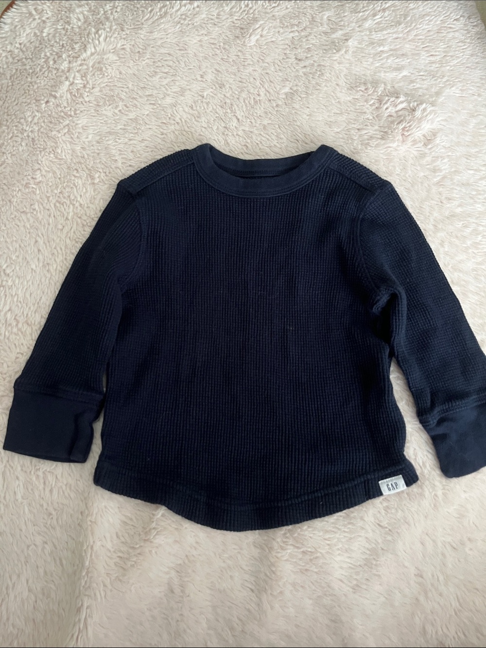 GAP Navy Waffle Thermal Long Sleeve Top